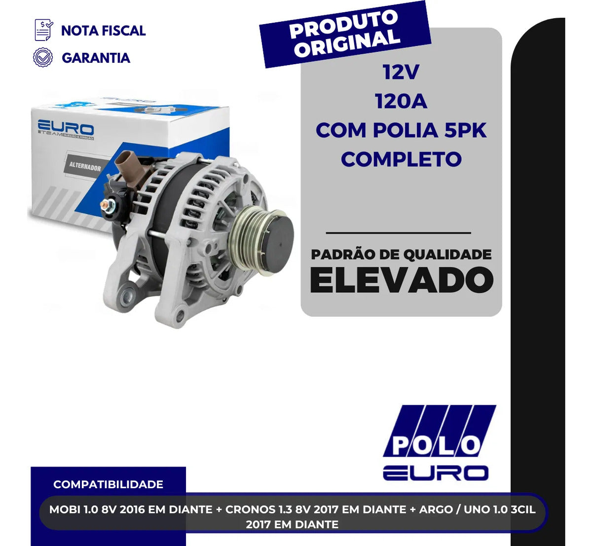 Alternador Mobi Argo Uno Cronos 1.0 1.3 2016 Em Diante 12v