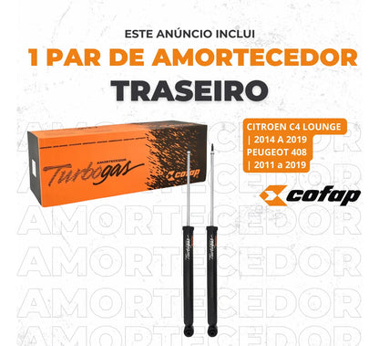 Par Amortecedor Traseiro Citroen C4 Lounge Peugeot 408 Cofap