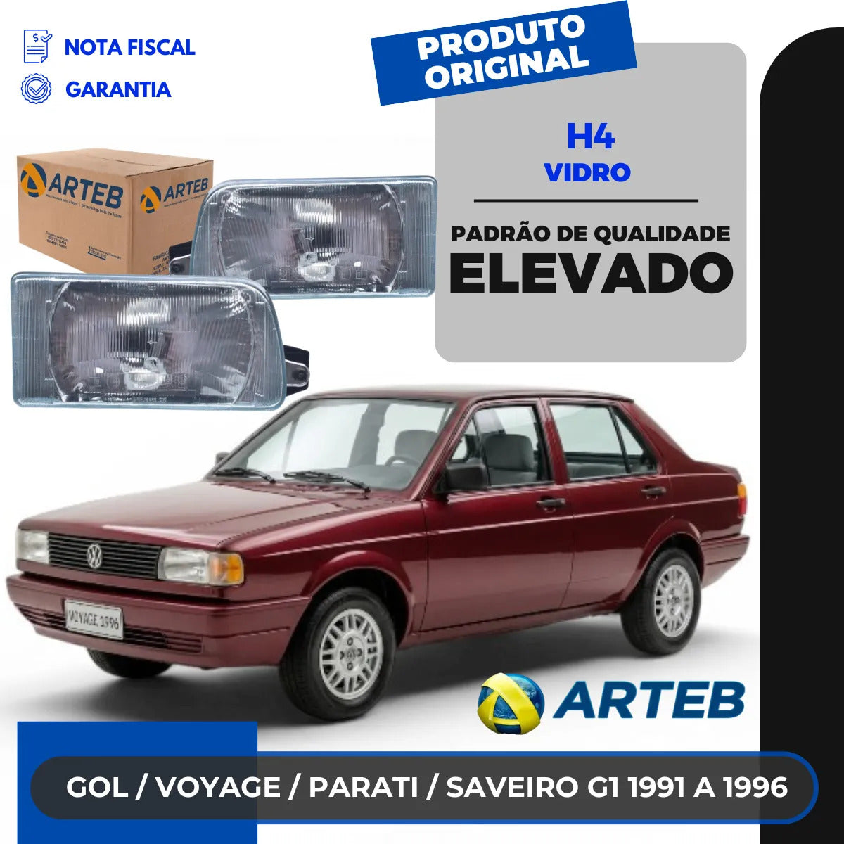 Farol Vw Gol Saveiro Voyage G1 1991 1992 93 94/... Arteb