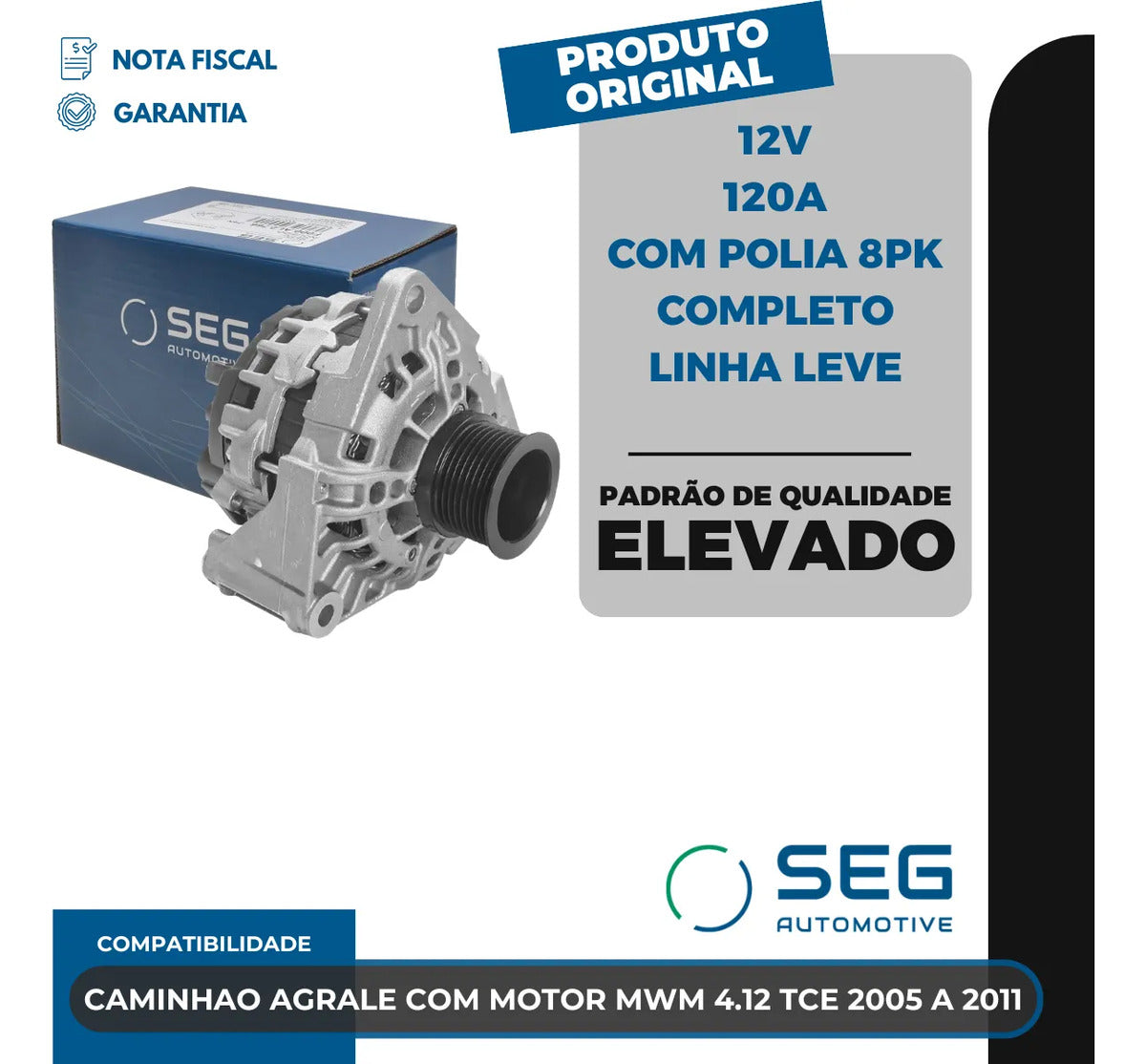 Alternador Agrale Mwm 4.12 Tce 12v 120a 2005 A 2011