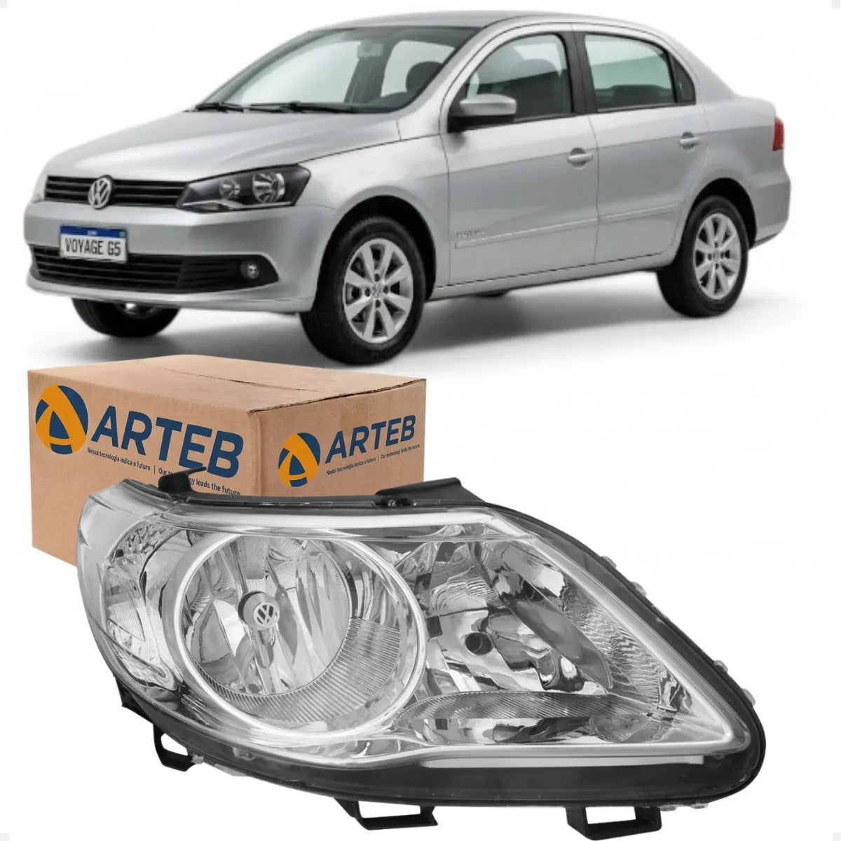 Farol Vw Voyage G5 2008 A 2012 Foco Duplo Defletor Vw Arteb