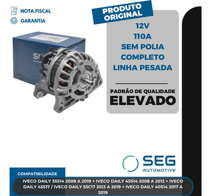 Alternador Daily 35s14 45s17 12v 110a Sem Polia