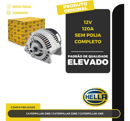 Alternador Caterpillar 216b 226b 416e 12v 120a Sem Polia