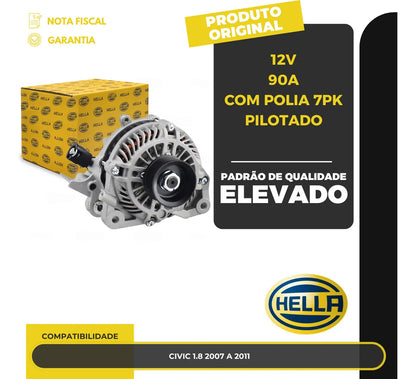 Alternador Civic 1.8 2007 A 2011 12v90acom Polia 7pk