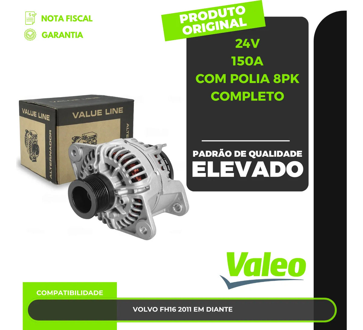 Alternador Valeo Volvo Fh New Dr30033vlp 24v 150a Completo