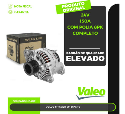 Alternador Valeo Volvo Fh New Dr30033vlp 24v 150a Completo