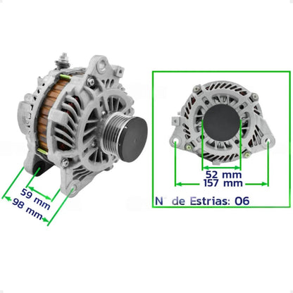Alternador X-trail 2.5 2007 Em Diante 12v110a 6pk Completo