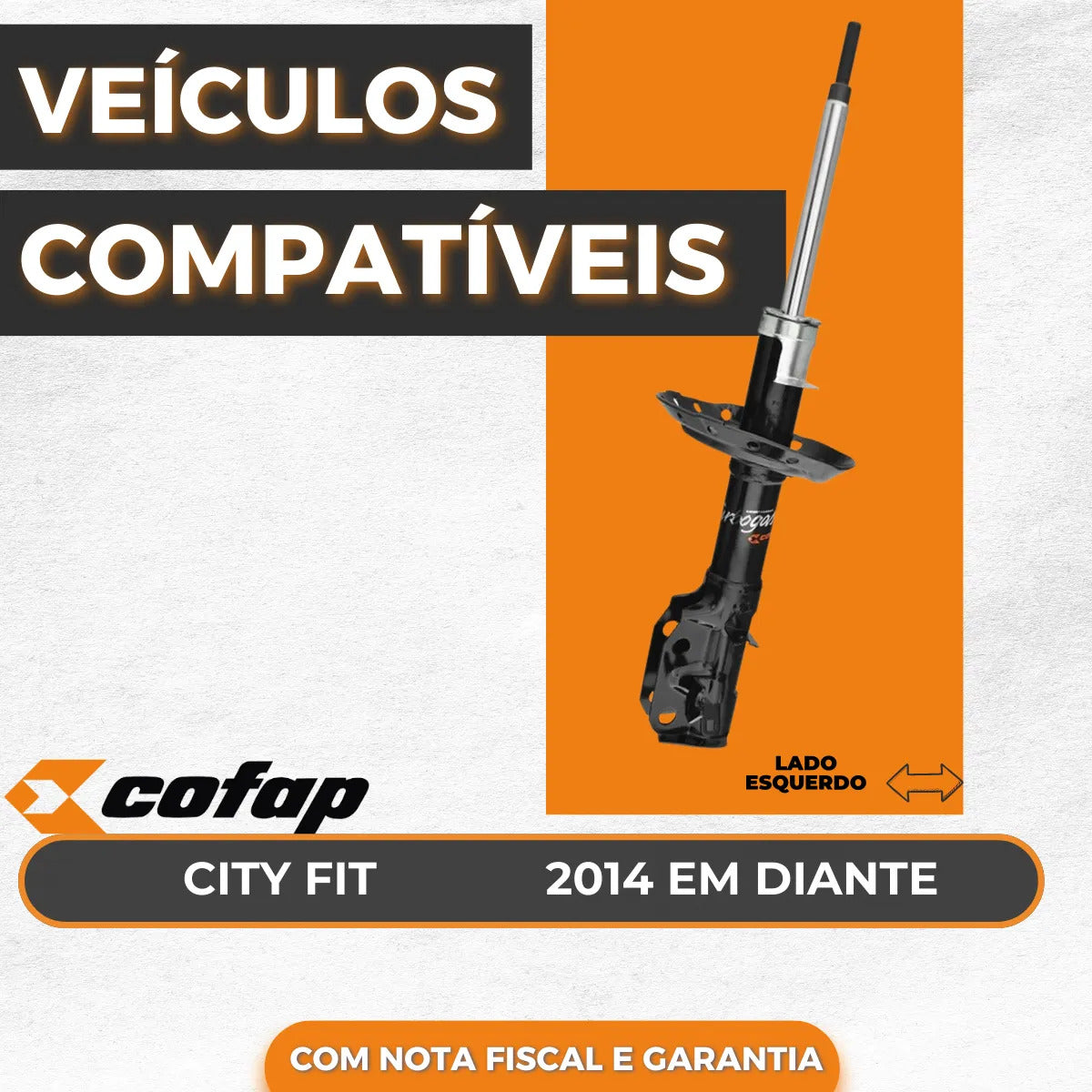 Amortecedor Dianteiro Esquerdo City Fit 2014 A 2022 Cofap