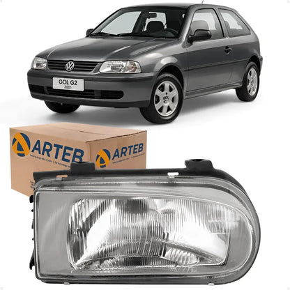 Farol Vw Gol Parati Saveiro G2 1995/2001 Máscara Cinza Arteb