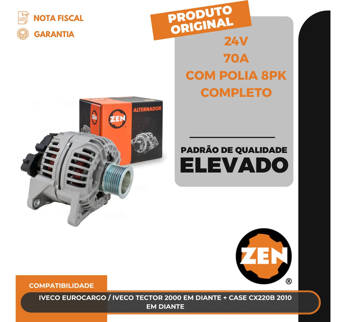 Alternador Eurocargo Tector Case Cx220b 24v 70a 8pk