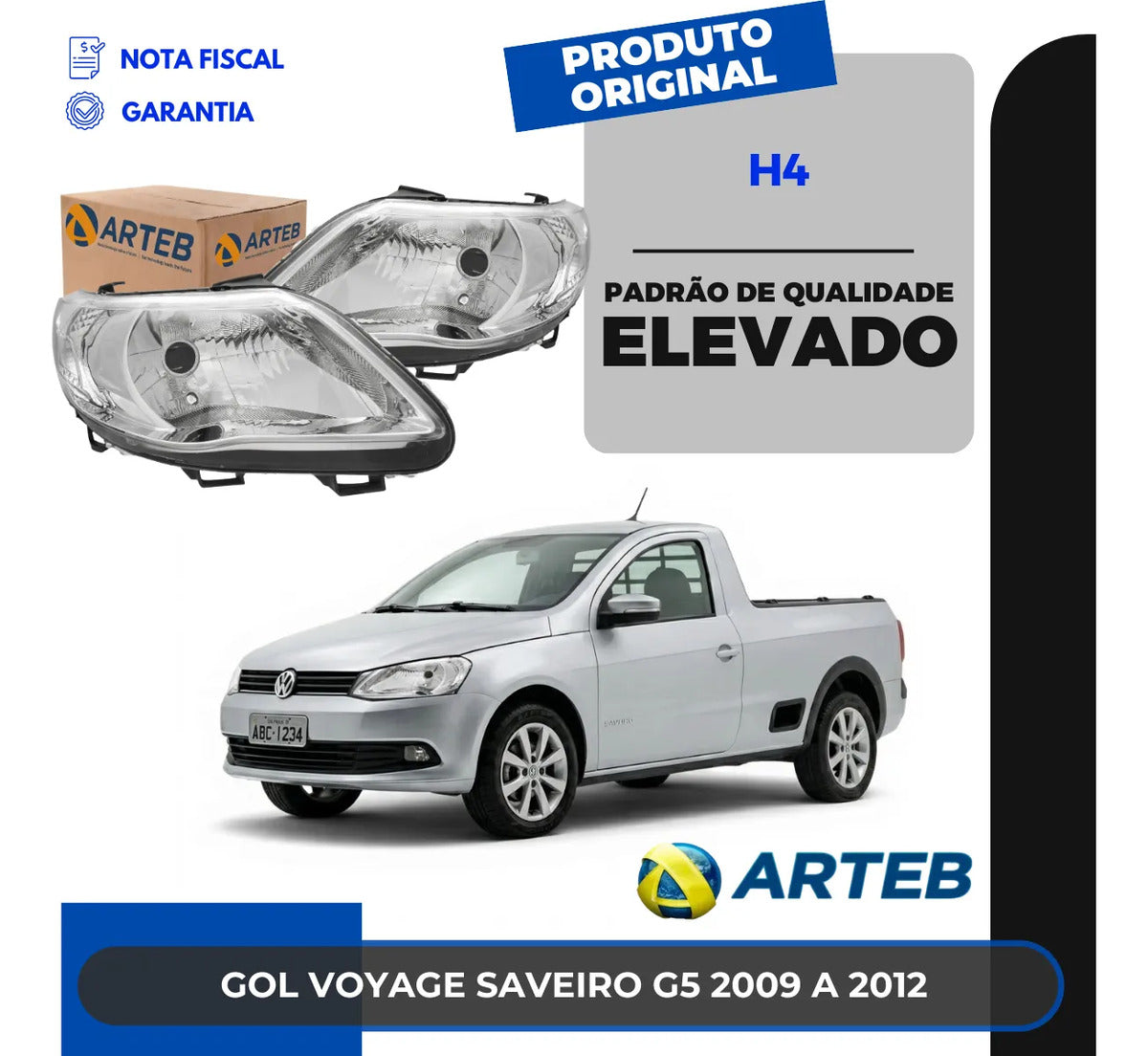 Farol Gol Voyage Saveiro G5 2009 A 2012 Foco Simples Arteb