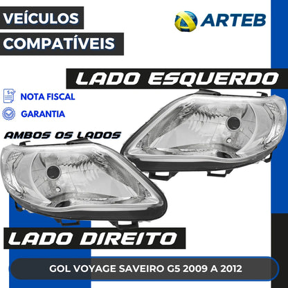 Farol Vw Gol G5 2009 2010 2011 2012 Foco Simples Arteb