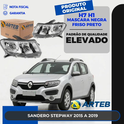 Farol Sandero Stepway 2014 A 2019 Máscara Negra Arteb