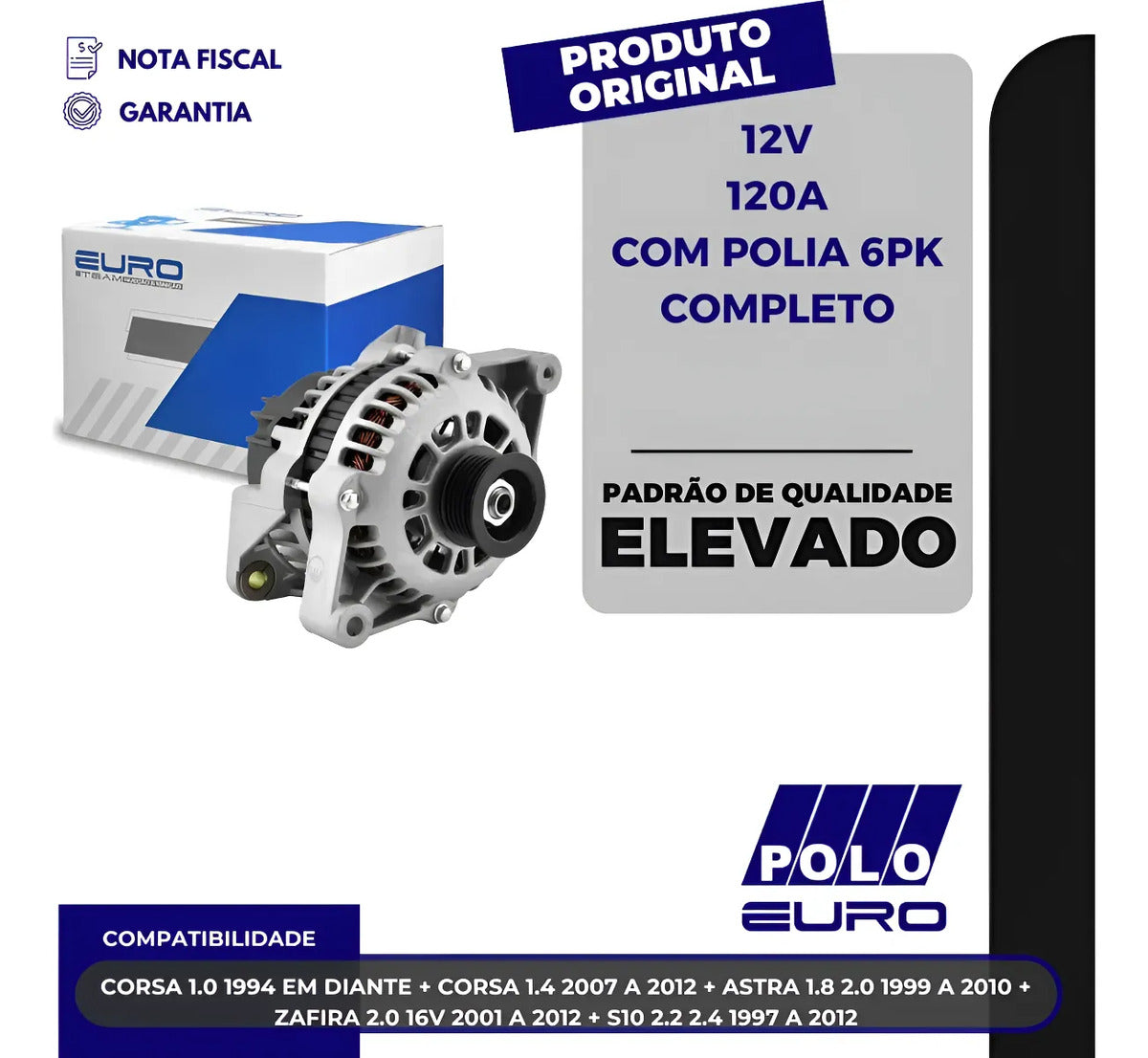 Alternador Euro 70004n120a Carro/caminhonete C/ Ar 12v 120a