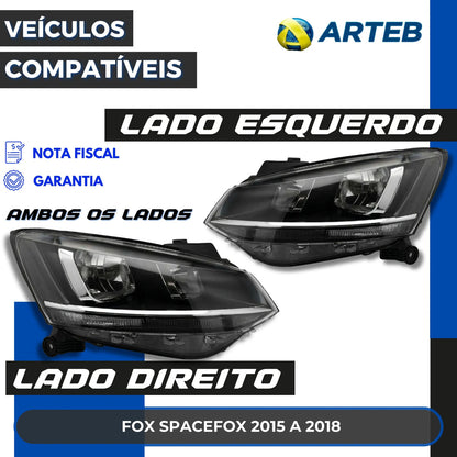 Farol Fox Spacefox Mascara Negra 15 A 18 H7 H1 Orig. Arteb