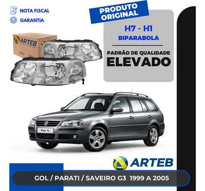 Farol Cromado Duplo Parati G3 1999 00 01 02 03 04 2005 Arteb