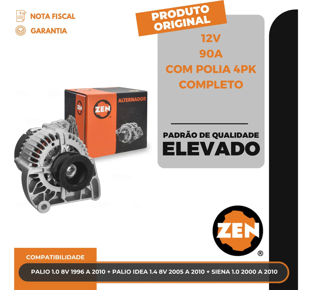Alternador Palio Idea Siena 1.0 1.4 8v 1996 A 2010 12v 90a