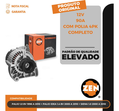 Alternador Palio Idea Siena 1.0 1.4 8v 1996 A 2010 12v 90a