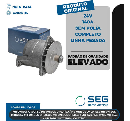 Alternador Mb O400 Oh1625 Vw 17240 24v 140a Sem Polia