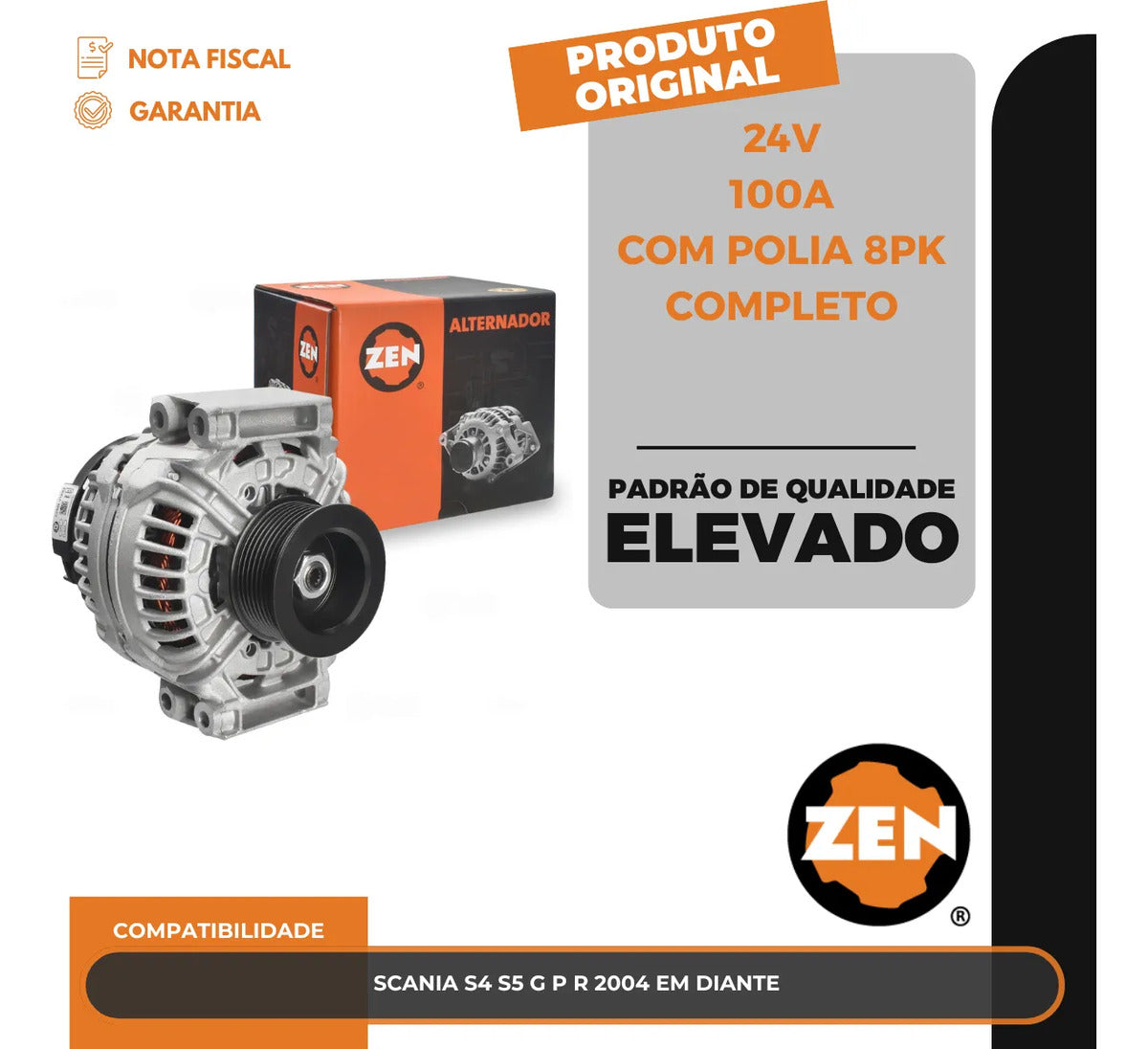 Alternador Scania S4 S5 G P R 2004 Em Diante 24v 100a 8pk