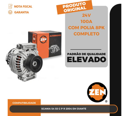 Alternador Scania S4 S5 G P R 2004 Em Diante 24v 100a 8pk