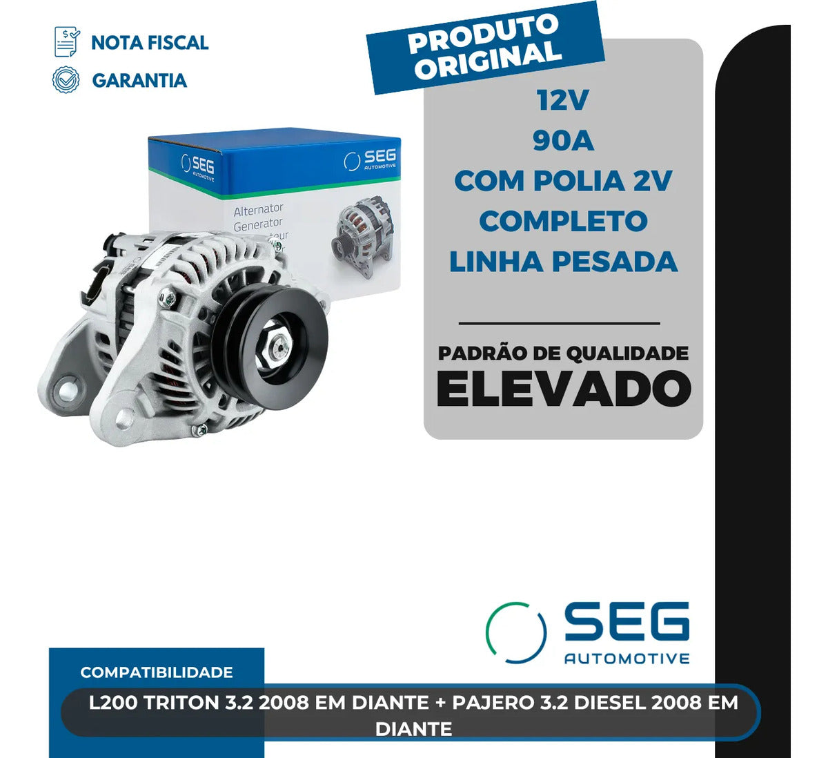 Alternador L200 Triton 2.4 3.2 Pajero 3.2 3.5 2007 Aeee 2018