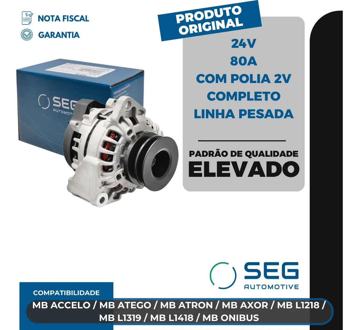 Alternador Mb Accelo Atego Axor 24v 80a Com Polia 2v