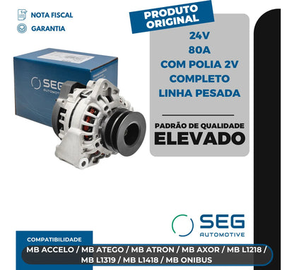 Alternador Mb Accelo Atego Axor 24v 80a Com Polia 2v