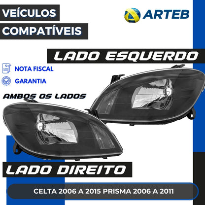 Farol Prisma Celta 2006 07 08 09 10 2011 Máscara Negra Arteb