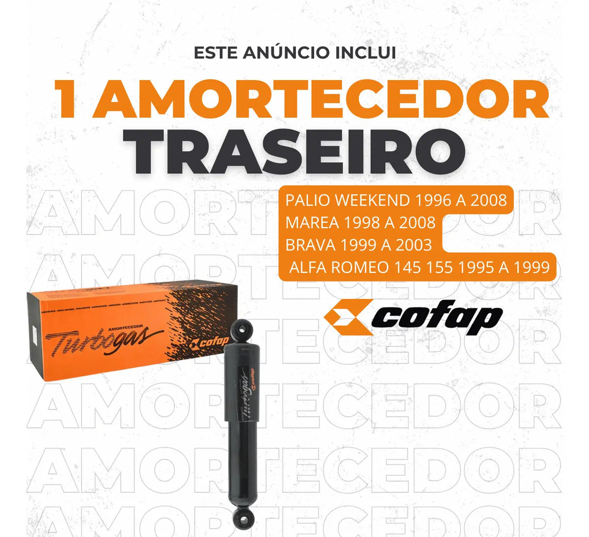 Amortecedor Cofap Traseiro Alfa Romeo 145 155 Ate 1999