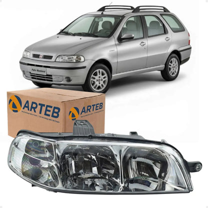 Farol Fiat Strada Weekend 2001 A 2004 Carcaça Cinza Arteb