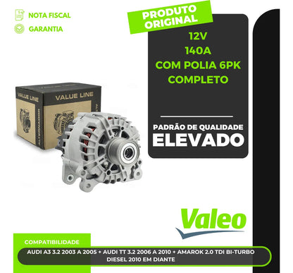 Alternador Audi-a3 2003 2004 2005 12v 140a Com Polia 6pk