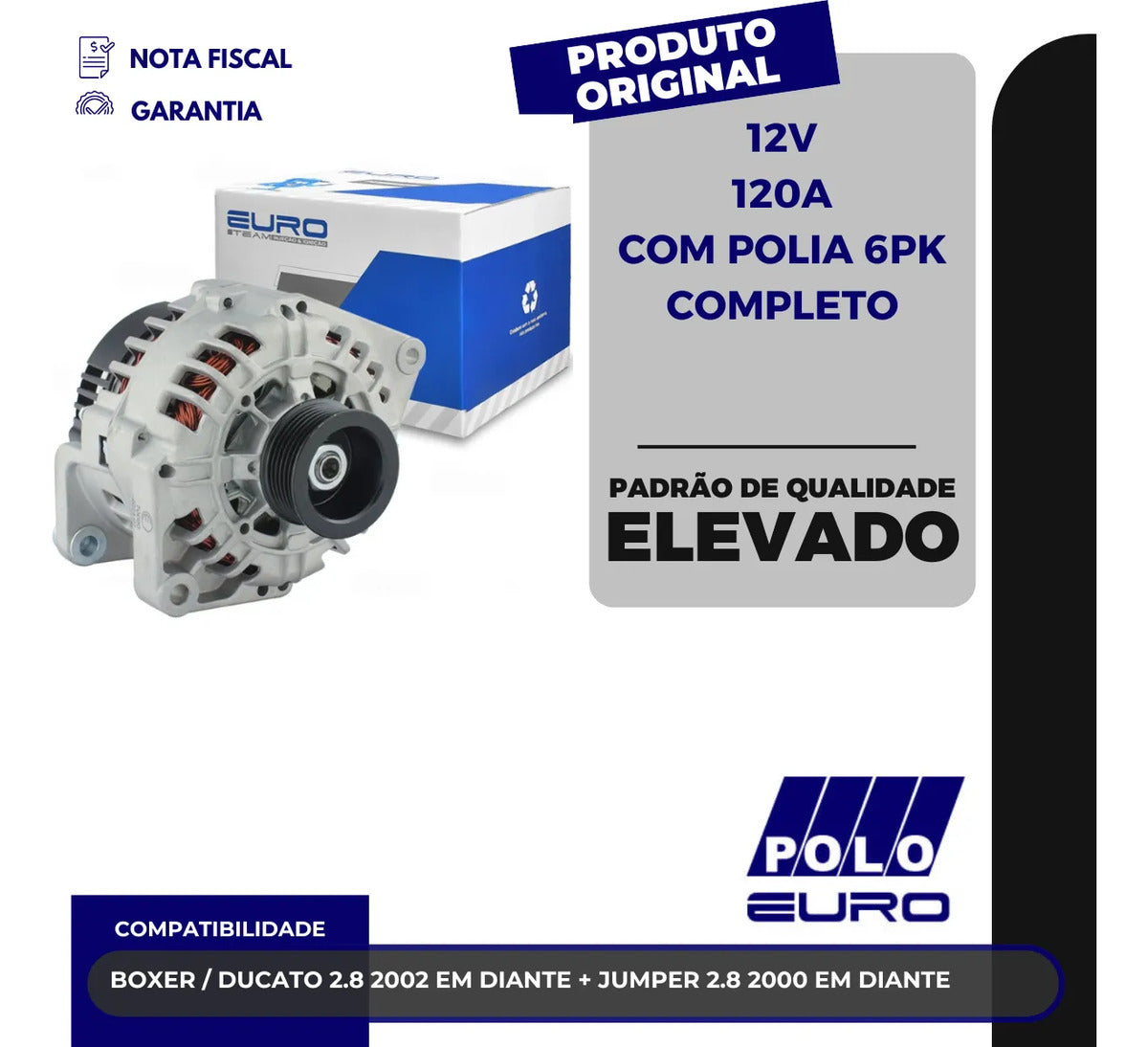Alternador Boxer Ducato Jumper 2.8 2000 Em Diante 12v 120a