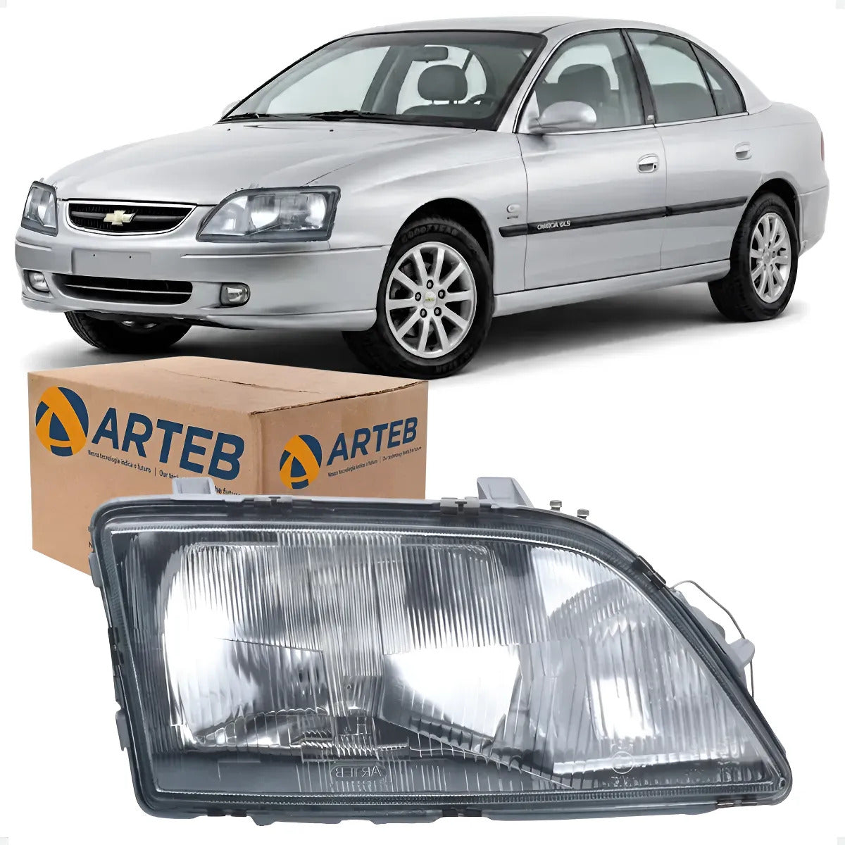 Farol Vidro H4 C/ Auxiliar H1 Gm Omega 1992 A 97 1998 Arteb