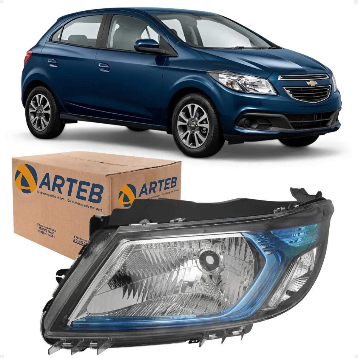 Farol Gm Onix Prisma 2012 13 14 2015 2016 Máscara Azul Arteb
