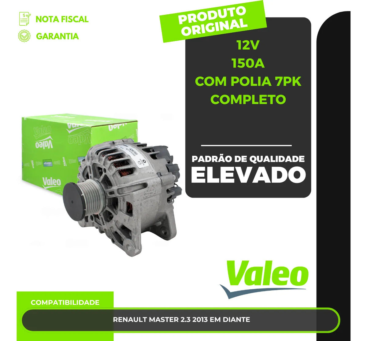 Alternador Renault Master 2.3 Após 2013 150a - Valeo 439766