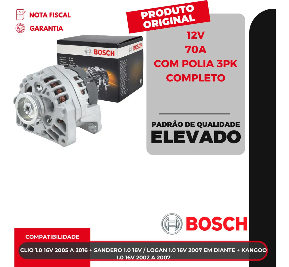 Alternador Sandero/stepway 1.0 1986a00566