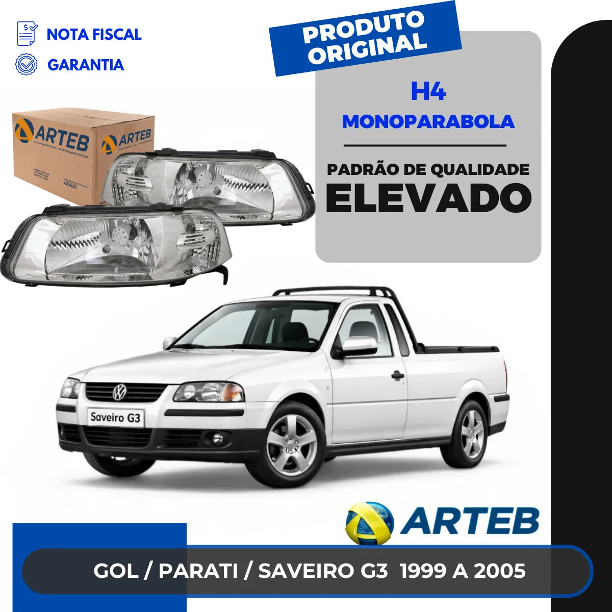Farol Vw Gol Parati Saveiro G3 2000 A 2005 Foco Simple Arteb