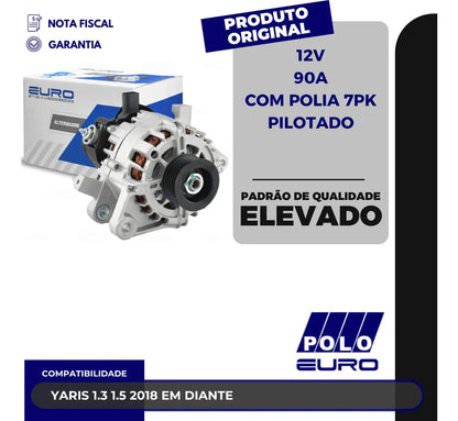 Alternador Yaris 1.3 1.5 2018 Em Diante 12v 90a Com Polia