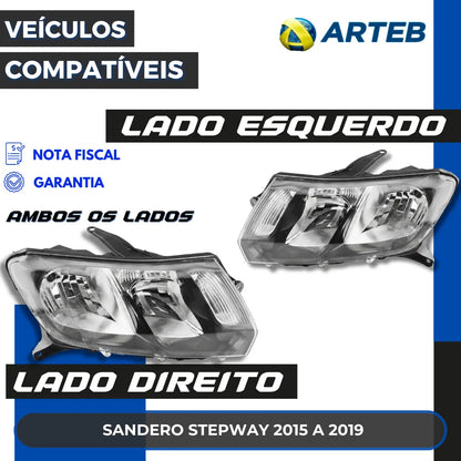 Farol Sandero Stepway 2014 A 2019 Máscara Negra Arteb