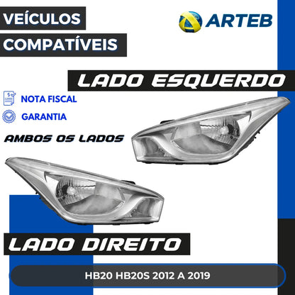 Farol Moldura Metalizada Hb20 Hb20s 2012 A 2019 Arteb