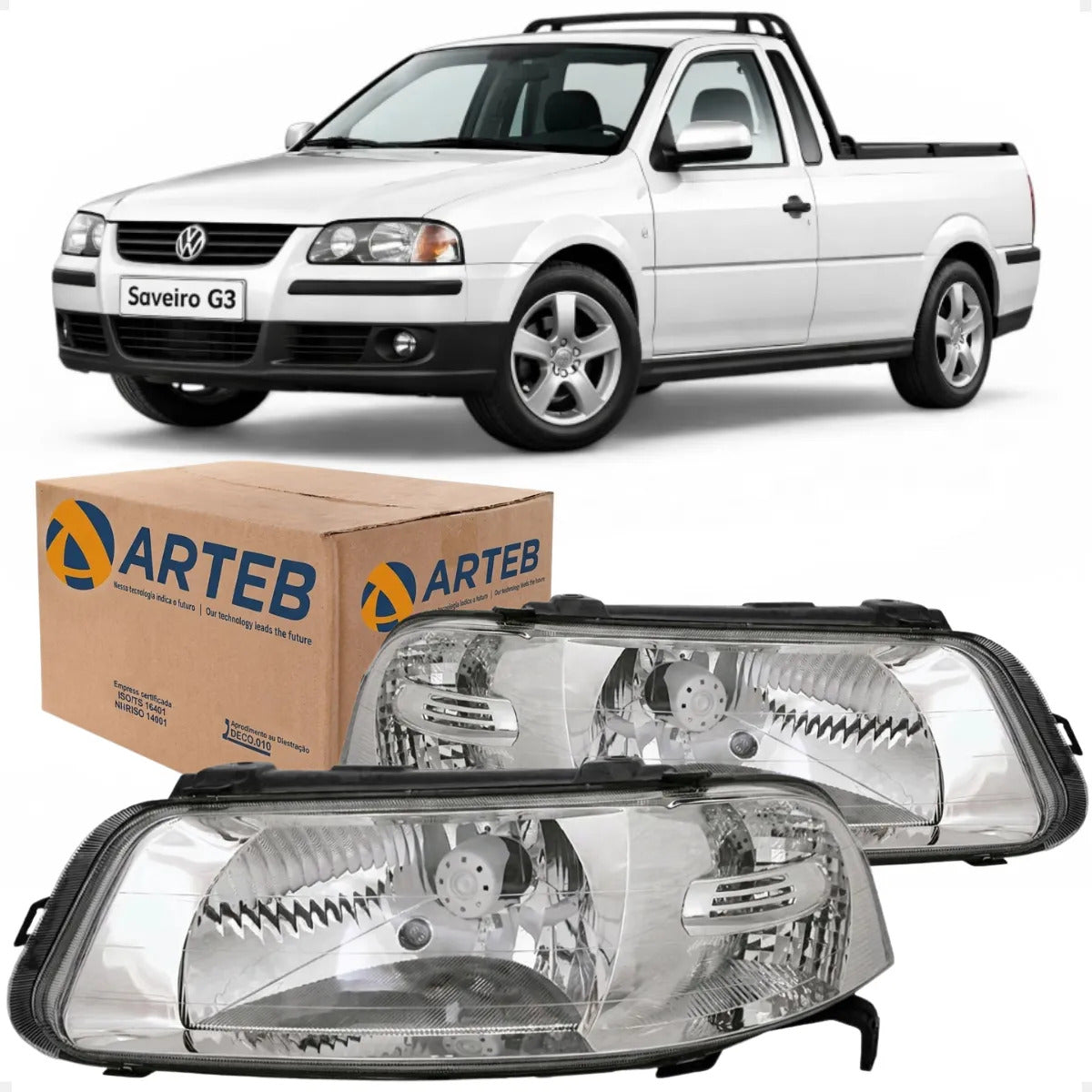 Farol Vw Gol Parati Saveiro G3 2000 A 2005 Foco Simple Arteb