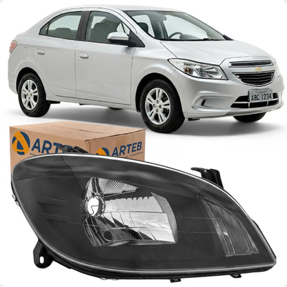 Farol H4 Gm Celta Prisma 2006 A 2011 Máscara Negra Arteb