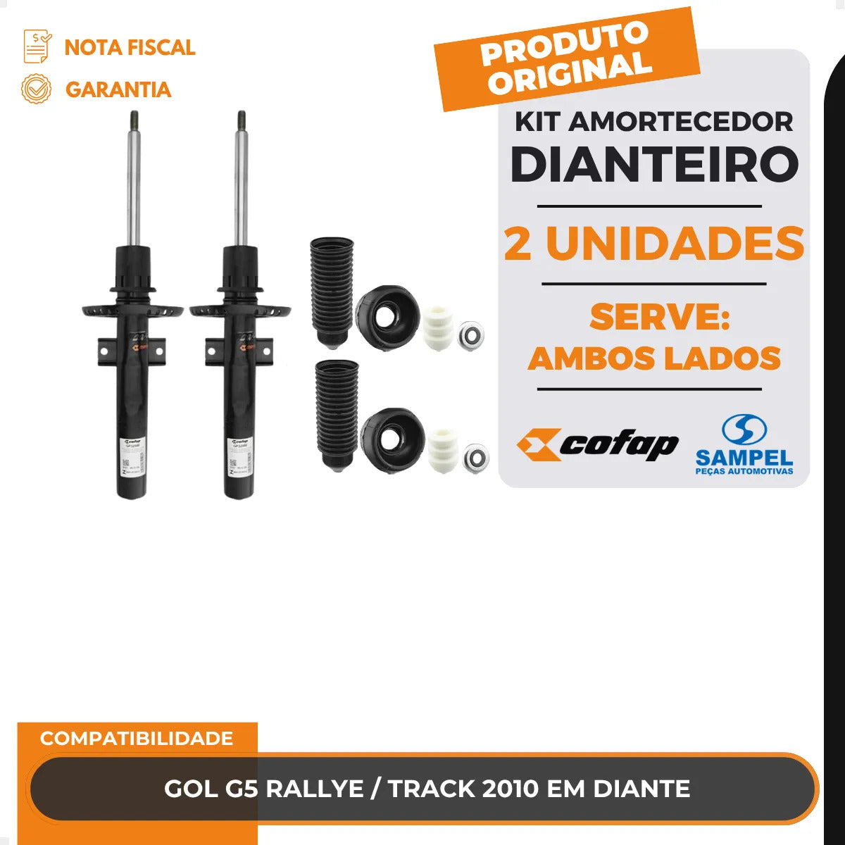 Kit 2 Amortecedor Dianteiro Cofap Sampel Gol Saveiro + Coxin