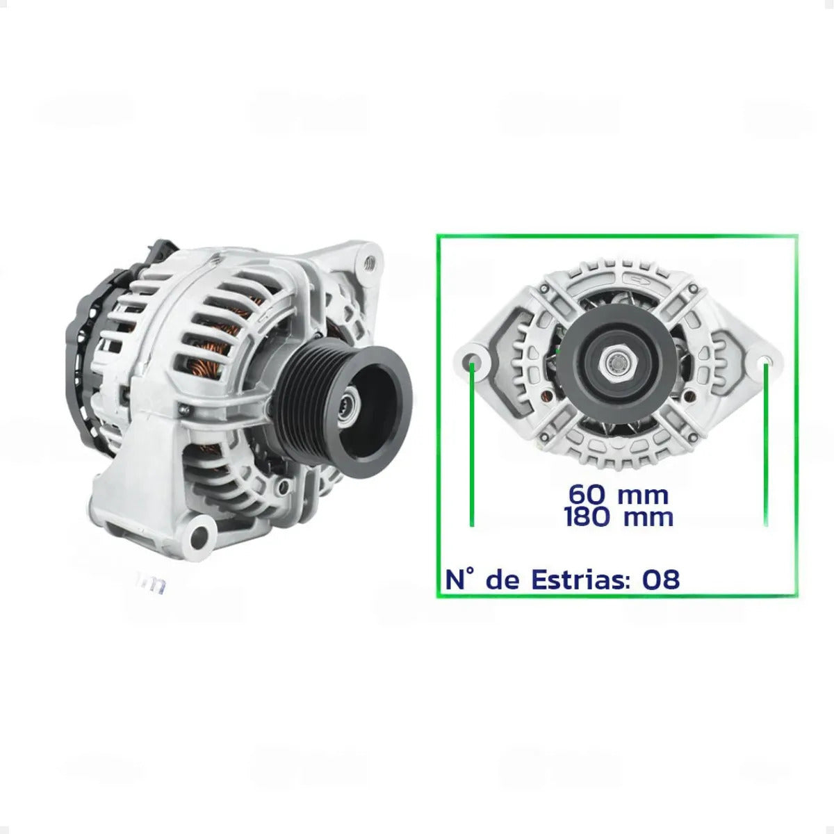 Alternador Vw 8150 13180 Cargo 815 12v 90a Com Polia 8pk