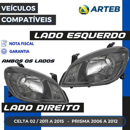 Farol Celta / Prisma 20086 A 2012 Máscara Dark Chrome Arteb