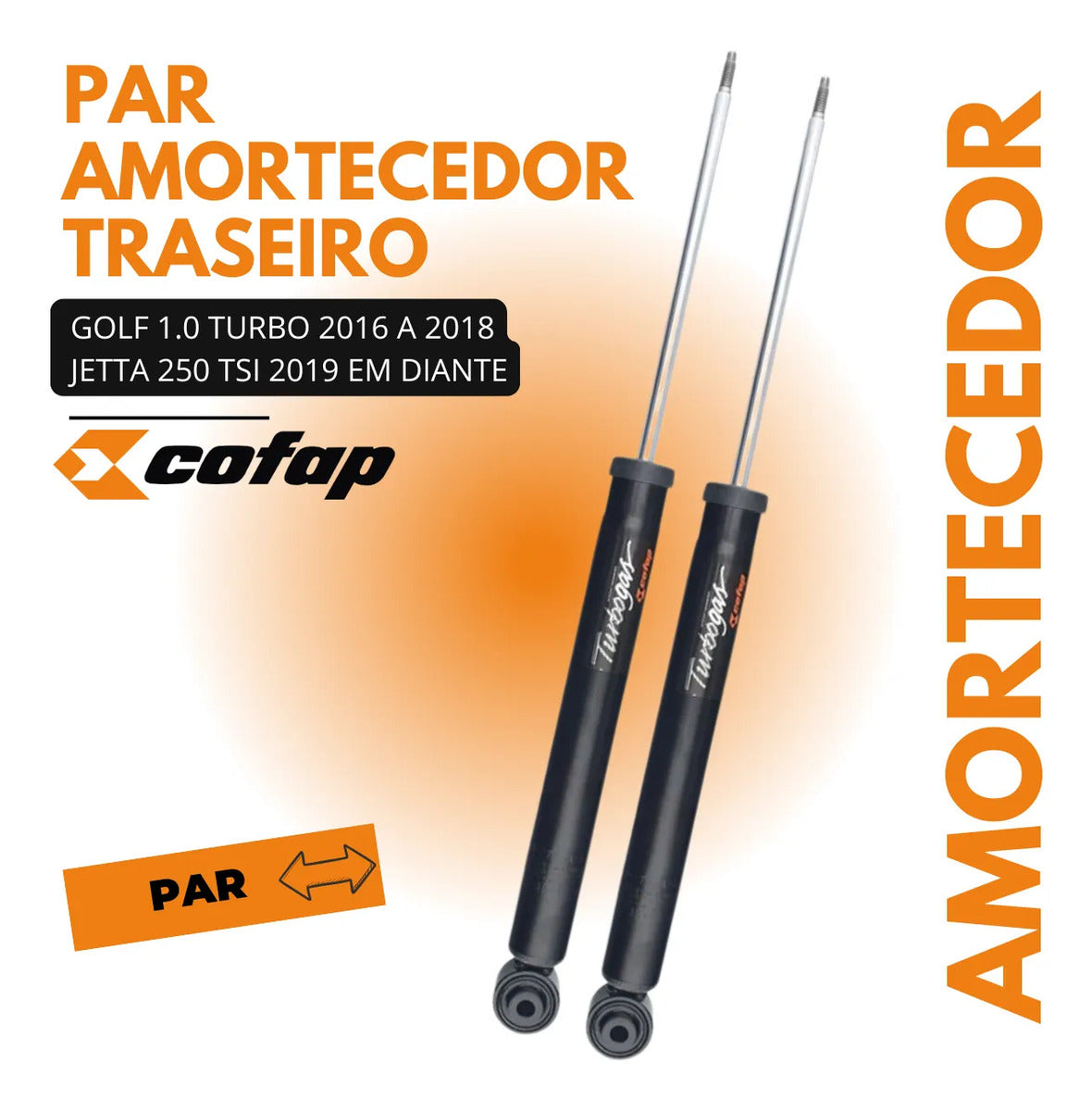 Par Amortecedor Traseiro Golf 1.0 Turbo 2016 A 2018 Cofap