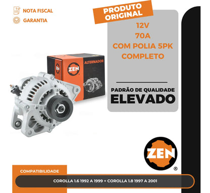 Alternador Corolla 1.6 1.8 1992 A 2001 12v70acom Polia 5pk
