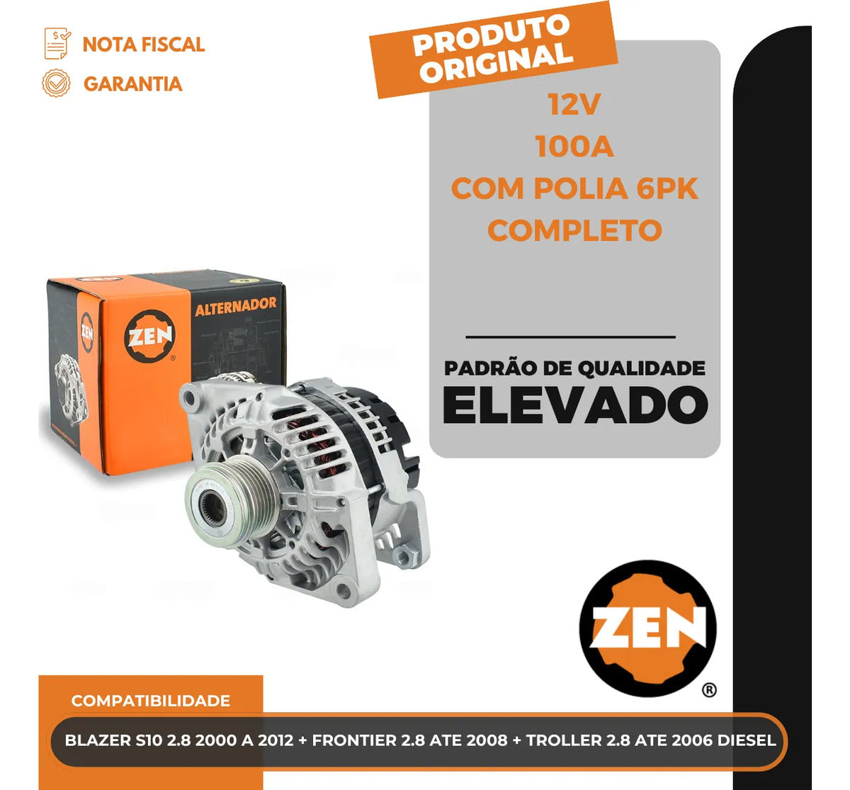 Alternador S10 Frontierblazer 2.8 4.0 2000 Até 2010 12v 100a
