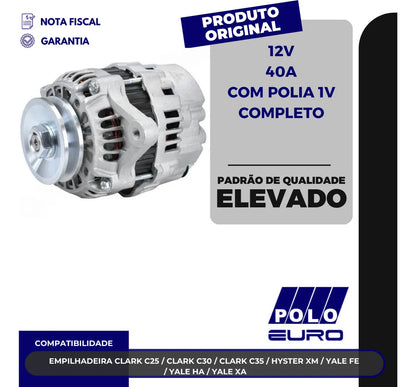 Alternador Clark C25 C30 C35 Hyster Xm Yale Fe Ha Xa 12v 40a